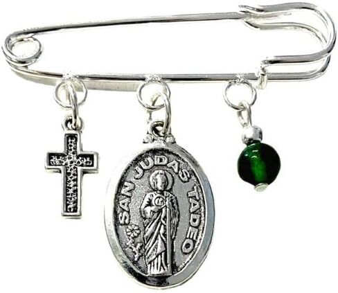 Religious Brooch with Murano Gel Beads and Charms - Silverplated - Gift for Birthdays, Valentine's, Christmas, Mother's Day, Comes in Gift Box with Prayer in Saudi Arabia