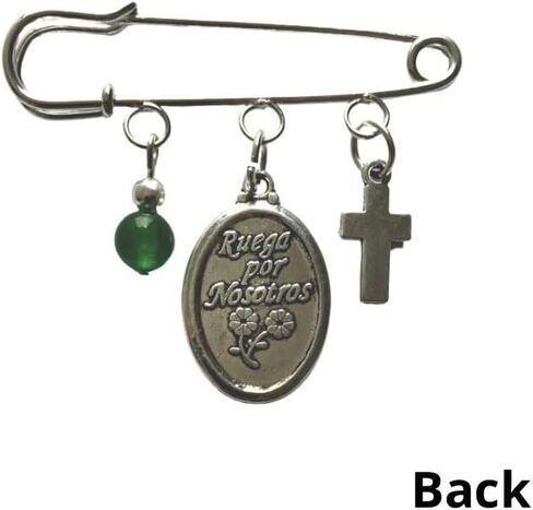 Religious Brooch with Murano Gel Beads and Charms - Silverplated - Gift for Birthdays, Valentine's, Christmas, Mother's Day, Comes in Gift Box with Prayer in Saudi Arabia