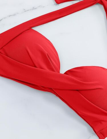 Women Two Piece High Waisted Flounce Bikini Set Off Shoulder Swimsuit Tummy Control Bathing Suits in Saudi Arabia