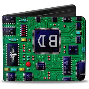 Buckle-Down Men's PU Bifold Wallet-Circuit Board, Multicolor, 4.0" x 3.5"