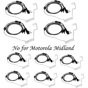 Walkie Talkies Earpieces (10 Packs) for Baofeng UV-5R BF-888S Retevis H-777 Kenwood PUXING with 2 Pins Acoustic Tube Headset with Mic