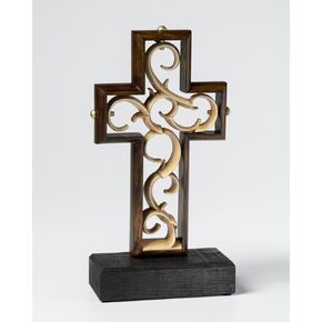 Stunning Umber Hardwood Wedding Unity Cross® with Vintage Ivory Color; Unity Candle Unity Sand Alternative