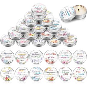 36 Set Bible Verse Scented Candle Tins with Lids Floral Christian Bible Gifts 1 oz Small Scripture Candle for Women Bridal Shower Wedding Birthday Graduation Party Favors, 6 Scents (Cross)