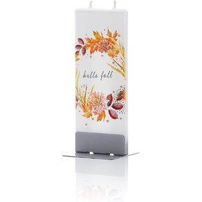 Handmade Flat Candle - Red Barn & Trees Fall Candles | Hand Painted, Unscented Decorative Candles | Drip-Resistant & Smoke-Free 2 Wick Candle for Home & Room Decor | Steel Stand Included