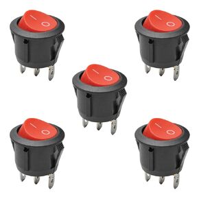 Heyiarbeit 5pcs On/Off Round Boat Rocker Switch Toggle Switch Snap AC 250V/6A 125V/10A 2 Pin 2 Position for Boat Household Appliances White