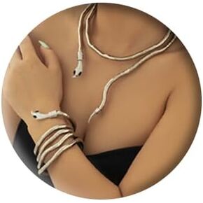 Gold Snake Necklaces Long Medusa Necklaces Chain Adjustable Snake Bracelet Punk Gothic Jewelry Choker for Women and Girls