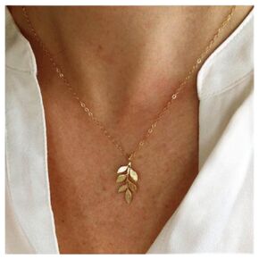 Bohemia Leaf Choker Necklace Olive Leaf Necklace Chain Gold Leaf Pendant Necklace Minimalist Leaves Necklace Chain Jewelry for Women and Girls