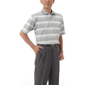 Men's Jacquard Polo Shirt Short Sleeve Made in Japan Cotton (Dark Green/M)