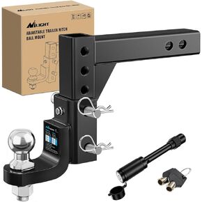 Nilight 8-Position Adjustable Trailer Hitch Ball Mount with 2 inch Ball Fits 2 Inch Receiver with 5/8" Pin Lock 7500 lbs, 9-1/2" Drop, 8-1/4" Rise Hitch for Trailers Boats Pickups Rv, 2 Years Warranty