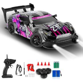 RC Drift Car, 1/16 Mini Drifting RC Cars for Adults, 2.4GHz 4WD RC Race Car, 40km/h High-Speed Remote Control Drift Car Vehicle for Boys Girls Kids - 2 USB Rechargeable Batteries (Purple)