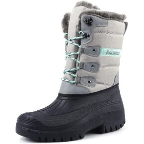 Knixmax Women's Winter Snow Boots Waterproof Mid Calf Booties Fur Lined Warm Outdoor Insulated Mucker Yard Skiing Hiking Boots