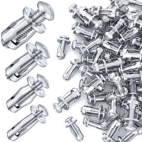 40pcs M4 M5 M6 M8 Petal Nuts, Expansion Screw Jack Nut, Insert Nuts Carbon Steel Petal Shape Metal Nut for Hollow Wall Iron Plastic Polywood Pressboard Hardboard- Silver