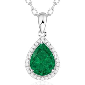 Sparkling Birthstone Necklace, 925 Sterling Silver Necklace, Princess Diana Kate Gemstone Necklaces, Teardrop Pendant Cubic Zirconia Necklace Jewelry For Mom/Woman/Girlfriend/Her