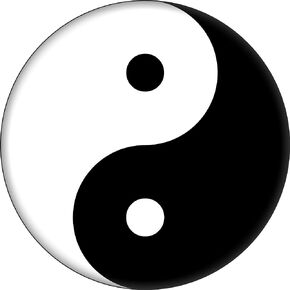 Yin Yang - Black & White - 1.25" Round Button