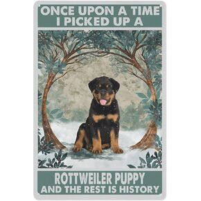 Sheet Metal Signs Decorative Arts, Once Upon A Time Picked Up A Golden Retriever Puppy Poster for Home Bathroom Toilet Living Room Decor Vintage Wall Art Decoration Plaque 8 x12 in