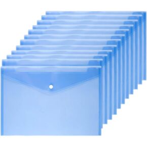 Poly Envelope 12 Pcs Document Envelopes with Snap Button Quality Clear Document Folder for A4 Size (red)
