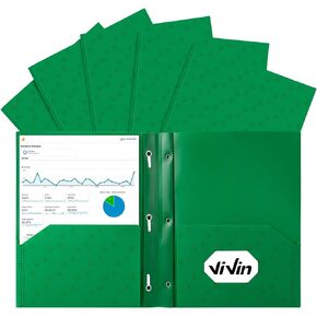 ViVin Sturdy Plastic Folder, Two Pocket Folder with Prongs, 5 Pack, Holds Letter Size Sheets, Plastic File Folder with Pockets and Fasteners, for School Home and Office - Assorted Color