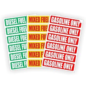 6-pack DIESEL FUEL ONLY | MIXED FUEL ONLY | GASOLINE ONLY Automotive Fuel Decals | Gas Can Stickers | Truck Dirt Bike Labels | Vinyl Markers (3) 6-packs