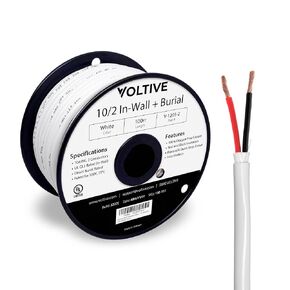 Voltive 10/2 Speaker Wire - 10 AWG/Gauge 2 Conductor - UL Listed in Wall (CL2/CL3) and Outdoor/In Ground (Direct Burial) Rated - Oxygen-Free Copper (OFC) - 250 Foot Bulk Cable Pull Box - Black