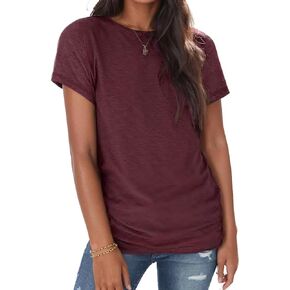 Soft Short Sleeve Shirts for Women, Crew Neck T Shirts for Women Loose Fitting Lightweight Top Basic Tee Shirt