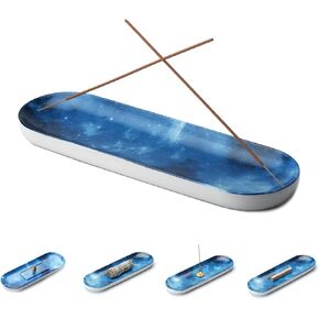 CEREMONY Incense Holder for Sticks, Ceramic Incense Burner with 60 Incense Sticks for Sage Palo Santo, Heat-Resistant Insence-Stick Holder for Backflow Incense Cones Meditation Yoga Spa Room Decor