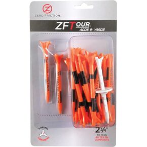 Zero Friction Tour 3-Prong Golf Tees (3-1/4 Inch, Orange, Pack of 30)