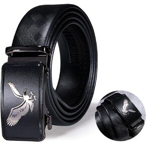 Dubulle Men's Designer Belt Business Eagle Ratchet Buckle Automatic Genuine Adjustable TOP Leather Strap Sliding Rustless