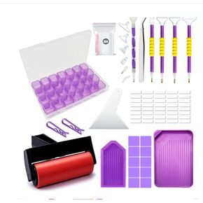 Rousp 84PCS DIY Diamond Painting Tools and Accessories Kit for Adults to Make Diamond Art Crafts Including Storage Box Canvas Clip Pen Roller Tray Wax Sheetss, Etc.