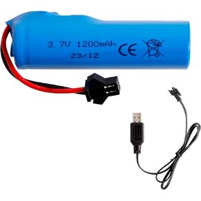 Battery 3.7V 1200mAh Li-ion Rechargeable Battery with USB Charger Cable SM-2P Plug for RC Car Drift Monster Truck Off-Road Vehicle Remote Control Car High-Speed Climbing Racing