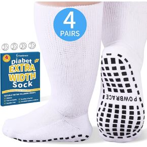 2 Pairs Super Width Socks for Swollen Feet,Diabetic Socks for Men Women Plus Size,Hospital Non Slip Socks,Lymphedema,Edema Cast Socks,Bariatric Socks