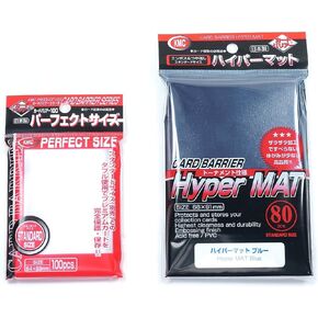 KMC Hyper Mat Sleeve Blue (80-Pack) + 100 Pochettes Card Barrier Perfect Size Soft Sleeves Value Set !