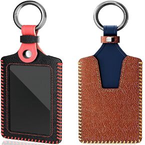 Leather Card Holder for Tesla Model Y 3 S X Cybertruck key Cards - 2 Pack - Black & Brown