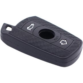 NewYall Carbon Fiber Pattern Soft Silicone Key Fob Cover for BMW 1 3 5 6 Series X5 X6 Z4 2006-2016 2-Button Smart Keyless Entry Key Fob Shell Cover Case Protector