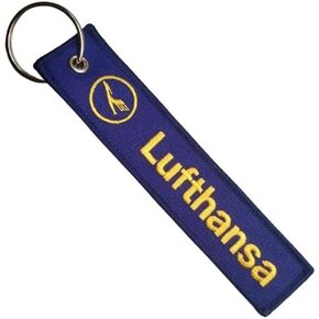 Lufthansa Germany German European Airline Flag Carrier Aircraft Air Airplane Flight Keychain Key Tag Chain Fob Ring