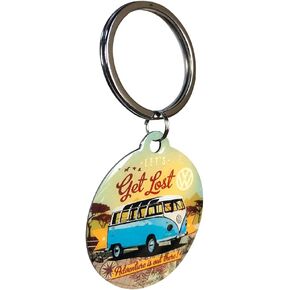 Nostalgic-Art Retro Keychain, Ø 1.6", VW Bulli – Let's Get Lost – Volkswagen Bus Gift idea, Metal, Vintage-Design