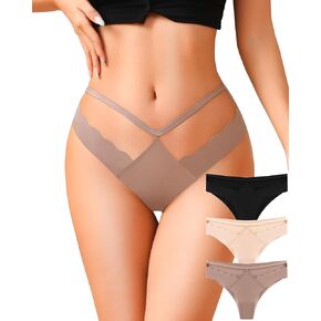 UMMISS Seamless Underwear for Women No Show Ice Silk Bikini Cool High Cut Breathable Hipster Ladies Panties 3 Pack