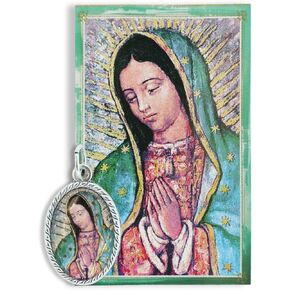 Catholic Medal for Necklace and Cardstock Saint Image - 7/8" Color Saint Medal Pendant for Catholic Necklace - Made in Italy