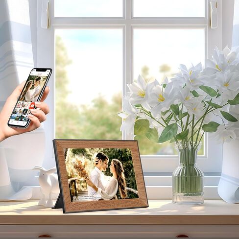 إطار صور رقمي WiFi، شاشة لمس IPS HD مقاس 10.1 بوصة، إطار صور إلكتروني مدمج بذاكرة 32 جيجابايت، يمكن تثبيته على الحائط، تدوير تلقائي، مشاركة الصور من أي مكان in Kuwait
