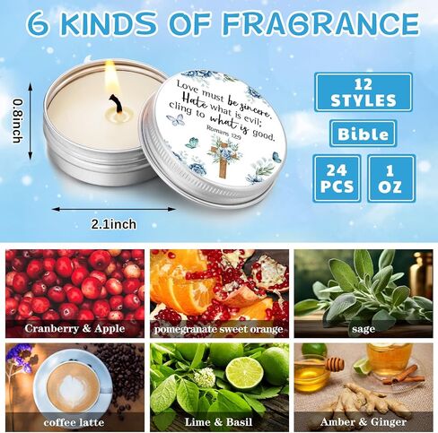 36 Set Bible Verse Scented Candle Tins with Lids Floral Christian Bible Gifts 1 oz Small Scripture Candle for Women Bridal Shower Wedding Birthday Graduation Party Favors, 6 Scents (Cross) in Saudi Arabia