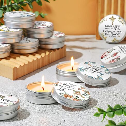 36 Set Bible Verse Scented Candle Tins with Lids Floral Christian Bible Gifts 1 oz Small Scripture Candle for Women Bridal Shower Wedding Birthday Graduation Party Favors, 6 Scents (Cross) in Saudi Arabia