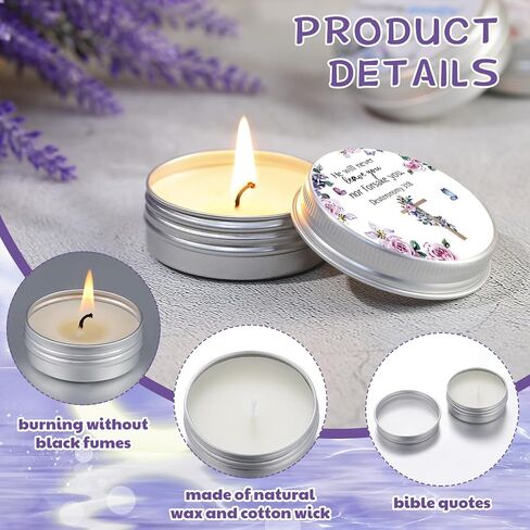 36 Set Bible Verse Scented Candle Tins with Lids Floral Christian Bible Gifts 1 oz Small Scripture Candle for Women Bridal Shower Wedding Birthday Graduation Party Favors, 6 Scents (Cross) in Saudi Arabia