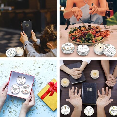 36 Set Bible Verse Scented Candle Tins with Lids Floral Christian Bible Gifts 1 oz Small Scripture Candle for Women Bridal Shower Wedding Birthday Graduation Party Favors, 6 Scents (Cross) in Saudi Arabia