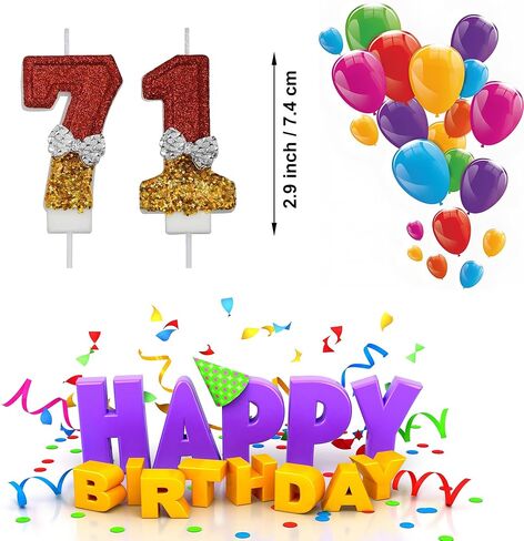 شموع عيد الميلاد الـ 71، شموع عيد ميلاد حمراء بعمر 71 عامًا، هدايا تزيين تزيين الكيك لحفلة عيد ميلاد سعيد للنساء والرجال in Kuwait