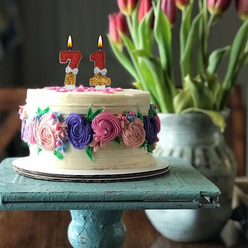 شموع عيد الميلاد الـ 71، شموع عيد ميلاد حمراء بعمر 71 عامًا، هدايا تزيين تزيين الكيك لحفلة عيد ميلاد سعيد للنساء والرجال in Kuwait