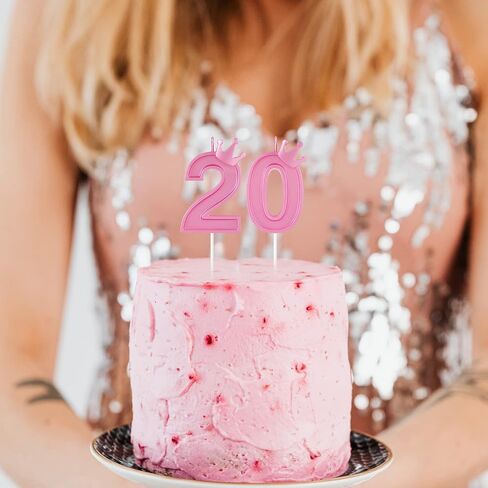 3inch Birthday Number Candle, 3D Candle Cake Topper with Crown Cake Numeral Candles Number Candles for Birthday Anniversary Parties (Pink; 4) in Saudi Arabia