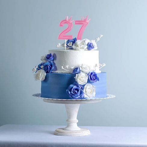 3inch Birthday Number Candle, 3D Candle Cake Topper with Crown Cake Numeral Candles Number Candles for Birthday Anniversary Parties (Pink; 4) in Saudi Arabia