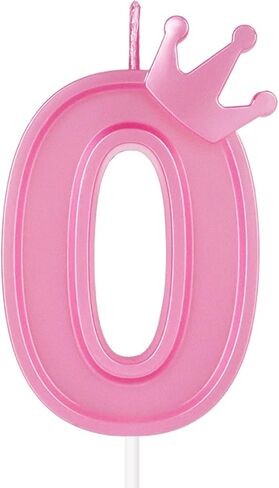 3inch Birthday Number Candle, 3D Candle Cake Topper with Crown Cake Numeral Candles Number Candles for Birthday Anniversary Parties (Pink; 4) in Saudi Arabia