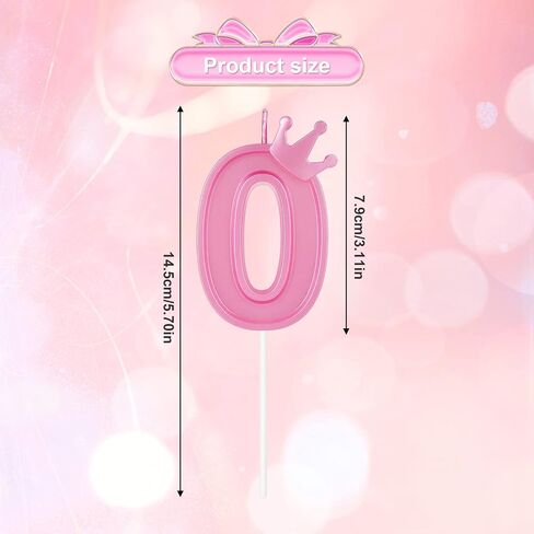 3inch Birthday Number Candle, 3D Candle Cake Topper with Crown Cake Numeral Candles Number Candles for Birthday Anniversary Parties (Pink; 4) in Saudi Arabia