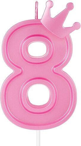 3inch Birthday Number Candle, 3D Candle Cake Topper with Crown Cake Numeral Candles Number Candles for Birthday Anniversary Parties (Pink; 4) in Saudi Arabia