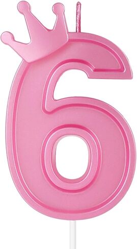 3inch Birthday Number Candle, 3D Candle Cake Topper with Crown Cake Numeral Candles Number Candles for Birthday Anniversary Parties (Pink; 4) in Saudi Arabia